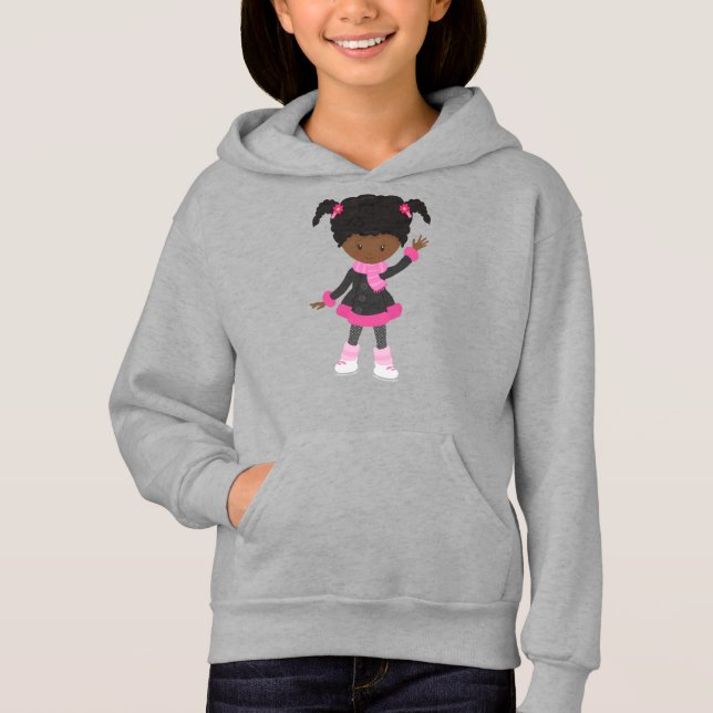 Afrikanisches Mädchen, Ice Skaten Girl, Niedlich G Hoodie (Vorderseite)
