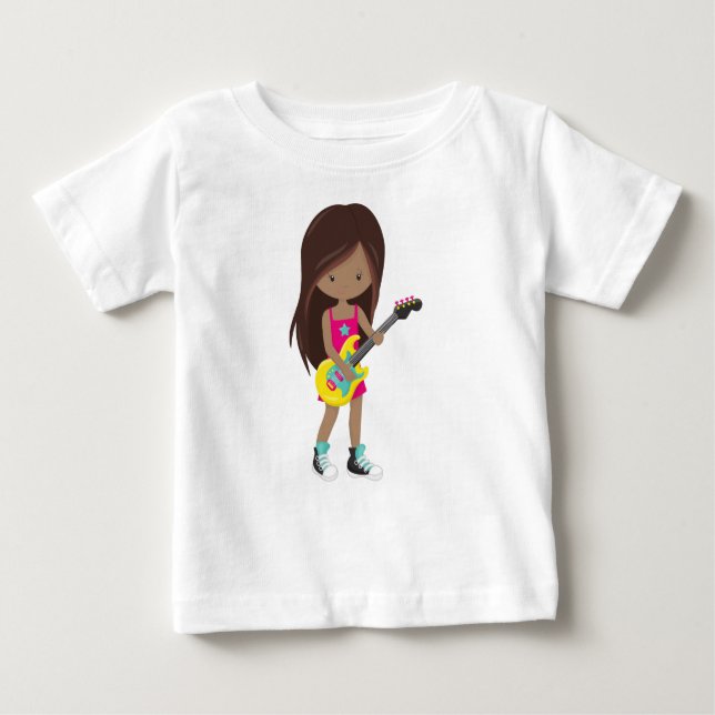 Afrikanisches Mädchen, Rock Girl, Gitarrenspieler Baby T-shirt (Vorderseite)