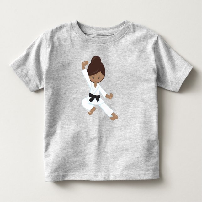 Afrikanisches Mädchen, Schwarzer Gürtel, Karate Gi Kleinkind T-shirt (Vorderseite)