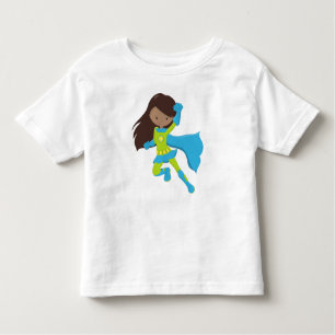 Afrikanisches Mädchen, Superhero Girl, Blue Cape Kleinkind T-shirt