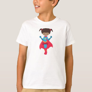 Afrikanisches Mädchen, Superhero Girl, Rotes Kapp T-Shirt