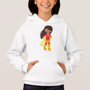 Afrikanisches Mädchen, Superhero Girl, Rotes Kostü Hoodie
