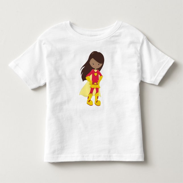 Afrikanisches Mädchen, Superhero Girl, Rotes Kostü Kleinkind T-shirt (Vorderseite)