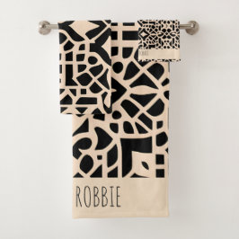 Afrikanisches Marokko Gegeometrisches Muster Badhandtuch Set