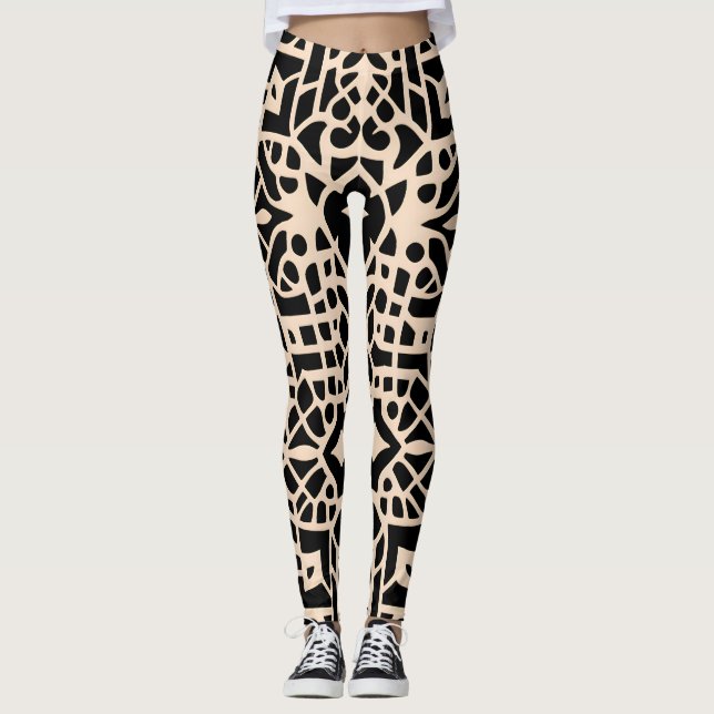 Afrikanisches Marokko Gegeometrisches Muster Leggings (Vorderseite)