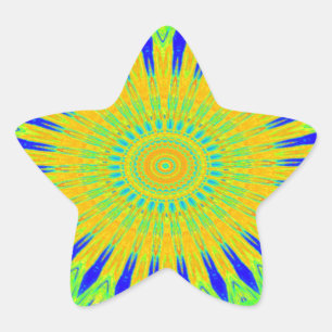 Afrikanisches Motiv-Design in Grün und Gold Kunstp Stern-Aufkleber