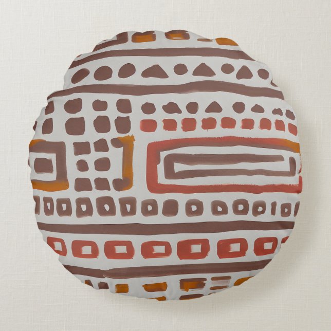 Afrikanisches Mudcloth-ethnisches Muster Rundes Kissen (Vorderseite)