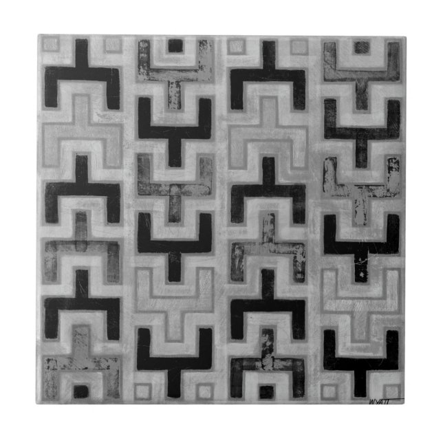 Afrikanisches Mudcloth Textil mit geometrischen Mu Fliese (Vorderseite)