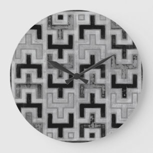 Afrikanisches Mudcloth Textil mit geometrischen Mu Große Wanduhr