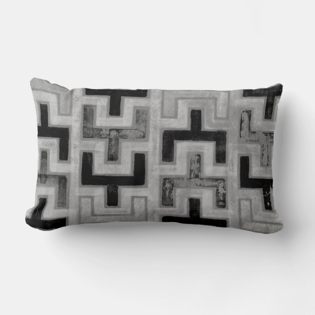 Afrikanisches Mudcloth Textil mit geometrischen Mu Lendenkissen (Vorderseite)