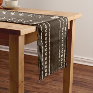 afrikanisches Muster, geometrisch, Muster, braun,  Kurzer Tischläufer