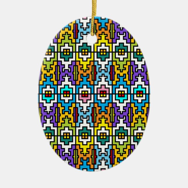 Afrikanisches Muster in hellen Farben Keramikornament (Vorne)
