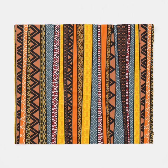 Afrikanisches Muster Mix Fleecedecke (Vorderseite (Horizontal))