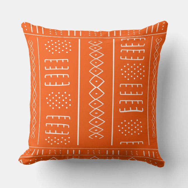 Afrikanisches Muster Orange Throw Pillow Kissen (Vorderseite)
