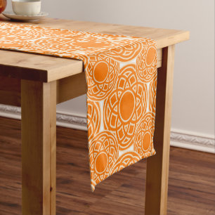 Afrikanisches Orange Geometrisches Muster Kurzer Tischläufer