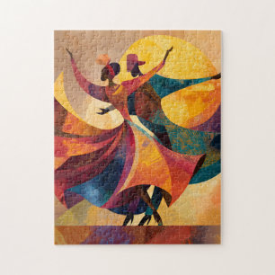 Afrikanisches Paar Tanz Kunstprint Puzzle