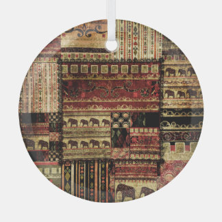 Afrikanisches Patchwork: Grunge-Druckhintergrund Ornament Aus Glas