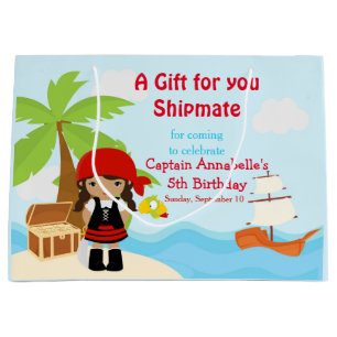 Afrikanisches Piratenmädchen am Roten Geburtstag Große Geschenktüte