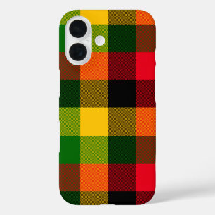 Afrikanisches Rasta-Reggae-Farben Karomuster Desig iPhone 16 Hülle
