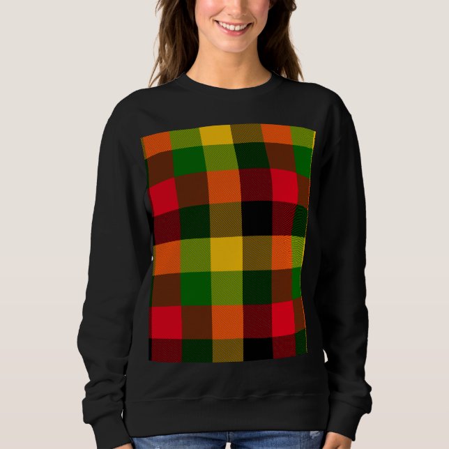 Afrikanisches Rasta-Reggae-Farben Karomuster Desig Sweatshirt (Vorderseite)
