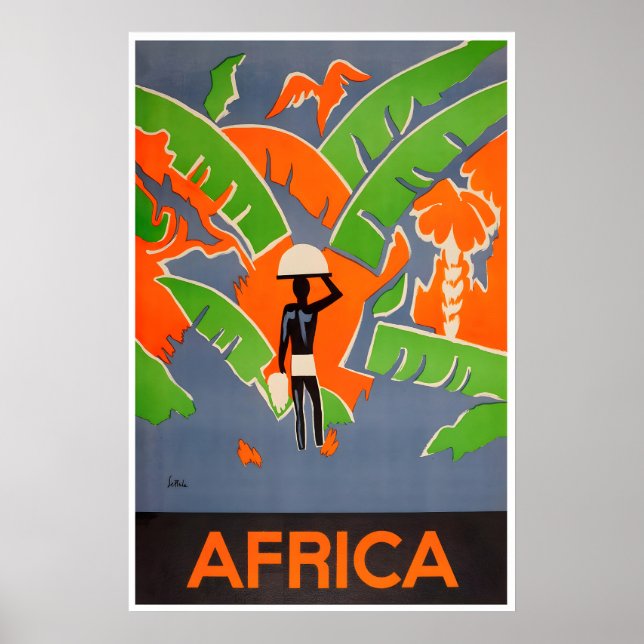 Afrikanisches Reiseplakat Afrika Dschungel Kunst D Poster (Vorne)