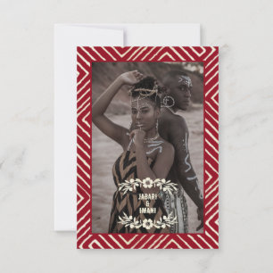 Afrikanisches Rot und Weiß RSVP Karte