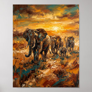 Afrikanisches Safari-Plakat Luxus-Abstraktes Ölgem Poster