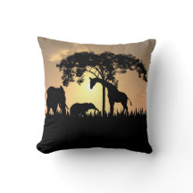 Afrikanisches Safari-Silhouette-Kissen