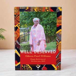 Afrikanisches Stammes-Patchwork-Geschenk zur Rente Fotoblock