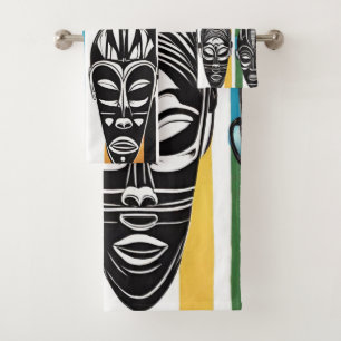 Afrikanisches Stammesgefühl Masken Handtuch Set