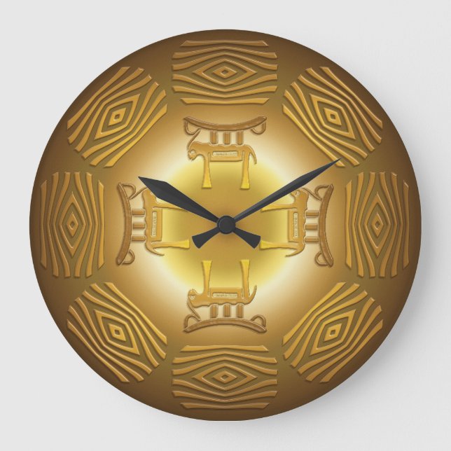 Afrikanisches Stammesmuster Große Wanduhr (Vorderseite)
