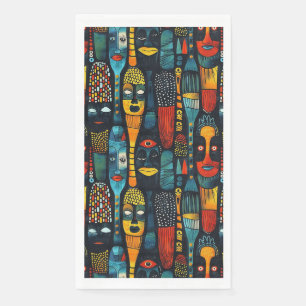 Afrikanisches Stammesmuster mit Götzen. Serviette