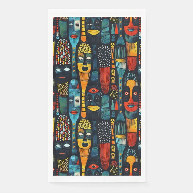 Afrikanisches Stammesmuster mit Götzen. Serviette (Vorderseite)
