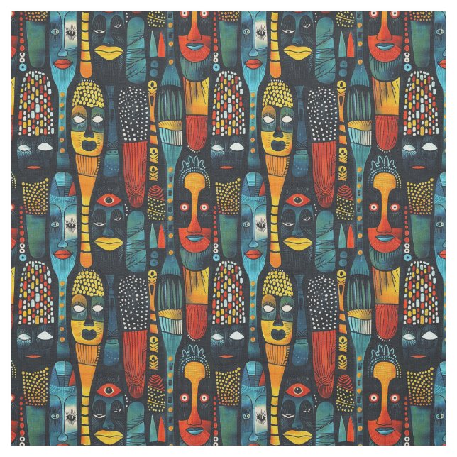 Afrikanisches Stammesmuster mit Idole. Stoff (Muster)