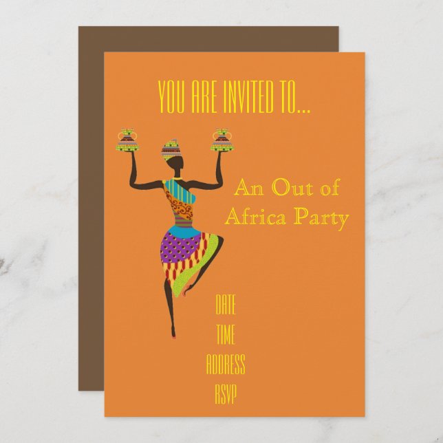 Afrikanisches themed aus Afrika-Party heraus Einladung (Vorne/Hinten)