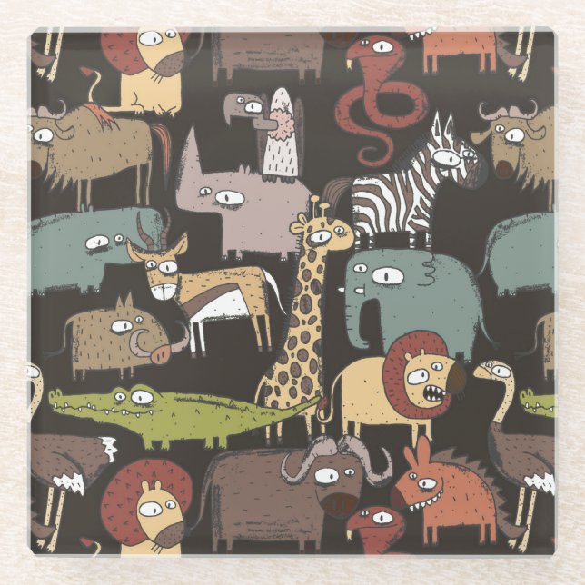 Afrikanisches Tier-Muster Glasuntersetzer (Vorderseite)