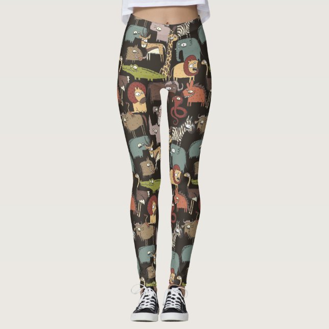 Afrikanisches Tier-Muster Leggings (Vorderseite)