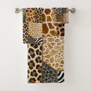 Afrikanisches Tierdruck-Patchwork-Design-Handtuch- Badhandtuch Set