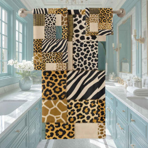 Afrikanisches Tierdruck-Patchwork-Design-Handtuch- Badhandtuch Set