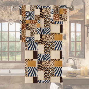 Afrikanisches Tierdruck-Patchwork-Design-Handtuch- Badhandtuch Set