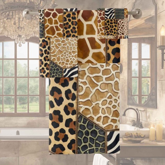Afrikanisches Tierdruck-Patchwork-Design-Handtuch- Badhandtuch Set (Von Creator hochgeladen)