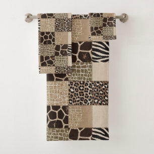 Afrikanisches Tierprint-Patchwork-Design-Handtüche Badhandtuch Set