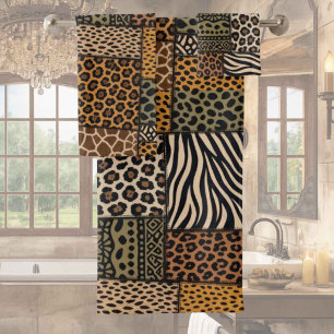 Afrikanisches Tierprint-Patchwork-Design-Handtüche Badhandtuch Set