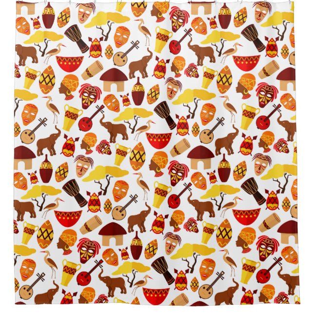 Afrikanisches Tierschutzmuster für Wasserfarben Duschvorhang (Vorderseite)