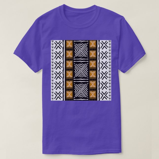 Afrikanisches Tribal-Mud-Tuch-Muster lang T-Shirt (Design vorne)