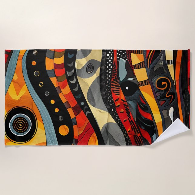 Afrikanisches Tribal Pattern Beach Handtuch (Vorderseite)