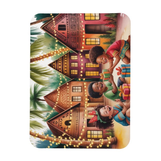 Afrikanisches Weihnachtsfoto-Magnet Magnet (Vertikal)