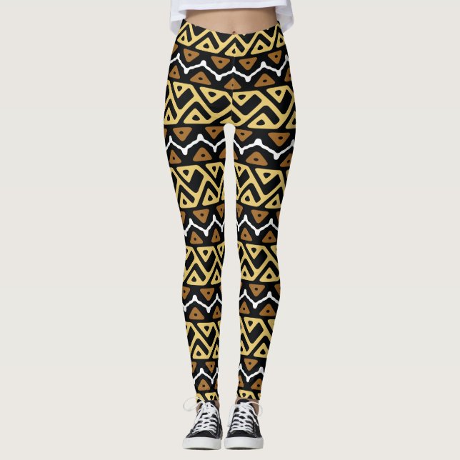 Afrikanisches Zickzack-Muster Leggings (Vorderseite)