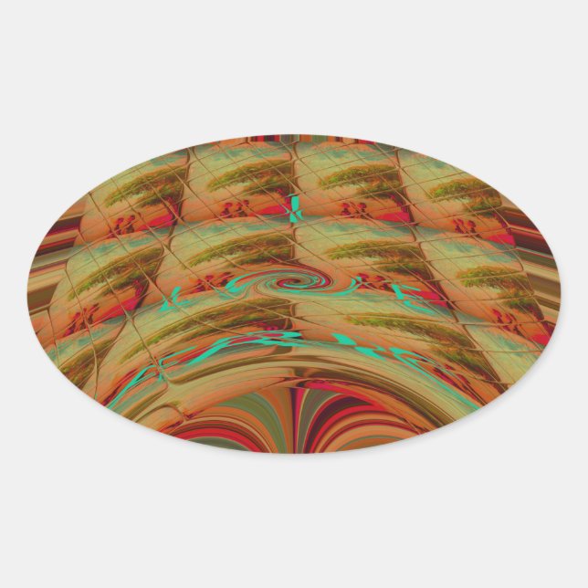 AfrikaTradition Hakuna Matata Berg Ethnischer Moti Ovaler Aufkleber (Vorderseite)