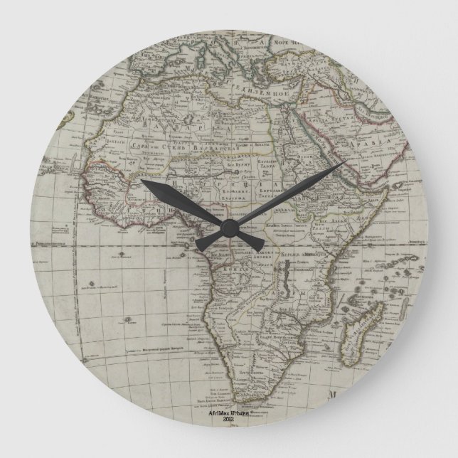 Afrimex Urbano alte Afircan Karten-Uhr Große Wanduhr (Vorderseite)